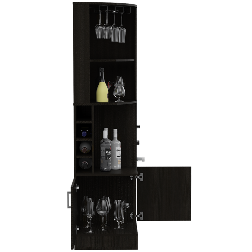 BLW 4455 Bar Esquinero Syrah lateral abierto SYRAH | CORNER BAR CABINET | WENGUE/DARK | 90 DEGREE