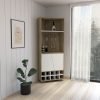 BMB 7740 - BAR ESQUINERO FRAKTAL - MACADAMIA+BLANCO NVDO - CERRADO FRAKTAL | CORNER BAR CABINET | MACADAMIA & WHITE
