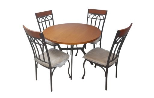 METAL & WOOD 5PC DINING SET